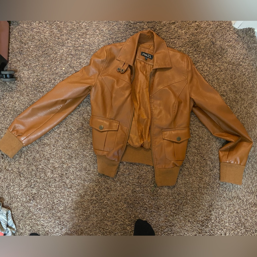 Brown faux leather jacket